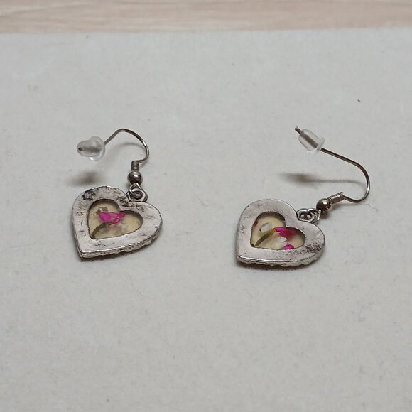 Vintage Fashion Costume Jewelry Metal Silver Tone Flower Hoop Earrings #75W - Picture 4 of 9